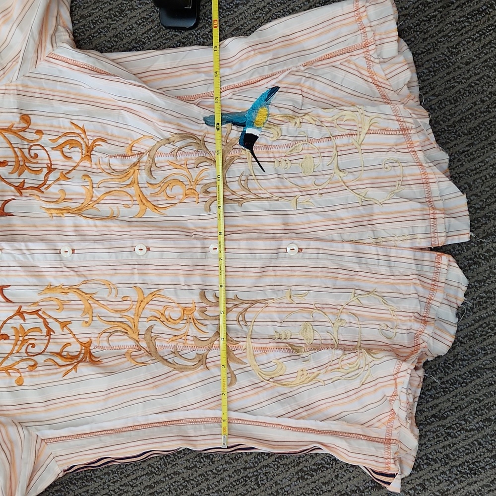 Johnny Was Striped Embroidered Button Down Shirt - Picture 10 of 16